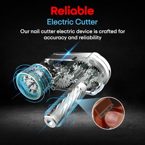 Image of Prime Pick Safe Trim Electric Nail Clipper Portable Anti Splash Anti Pinch Automatic Nail Cutter Baby Adult Manicure Grooming Tool Quiet Operation USB Rechargeable White