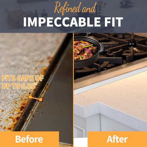 Image of Upgrade 316 Stainless Steel Stove Gap Covers, 2 Pack Stove Gap Filler ALMCALS Stove Gap Guards Range Trim Kit Heat Resistant Oven Gap Filler Between Stovetop and Counter