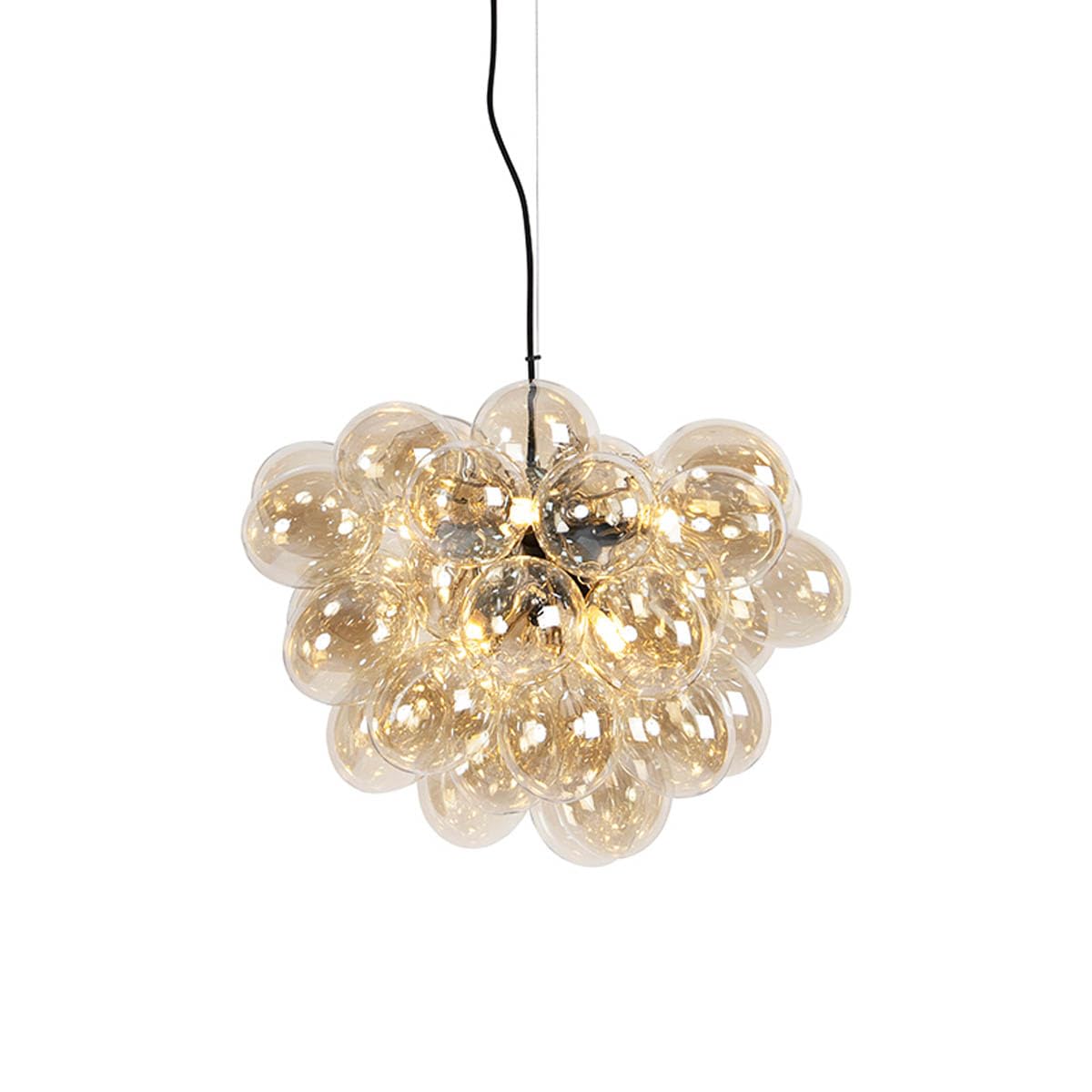 Qazqa Art Deco Pendelleuchte, Pendellampe - Uvas - Gold, 8-flammig, 50cm,