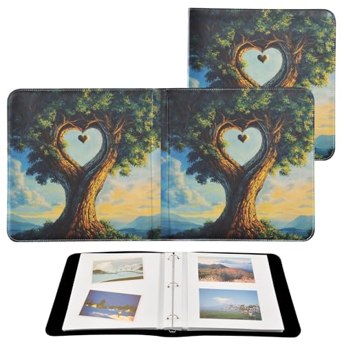 Álbum de fotos ALAZA Romantic Hearts and Trees, cubierta de cuero PU, encuadernación con tres anillos, para bodas, viajes y recuerdos familiares miniatura 2