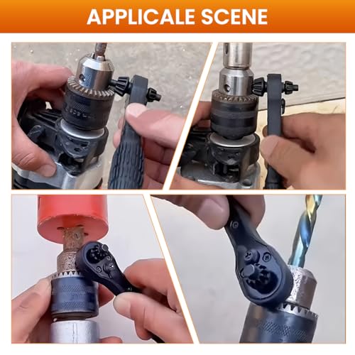 Image of Serplex Drill Chuck Ratchet Spanner with 3 Sizes Drill Chuck Keys