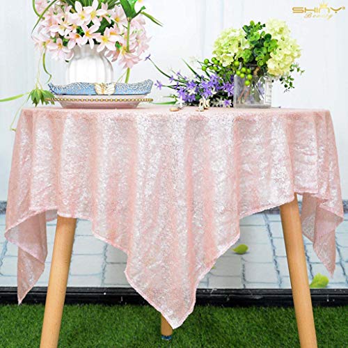 48x48-Inch Square-Sequin Tablecloth-Pink, Sequin Table Cloth/Overlay/Cover Glitz Table Linen (Baby Pink)