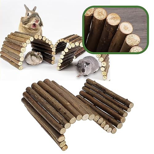 YINETTECH 3PCS Hamster Rabbit Climb Ladder Fence Arch Bridge Branch Toy for Hamsters Lizards Golden Bears Turtles 10x20cm 12x23cm 15x25cm - Image 4