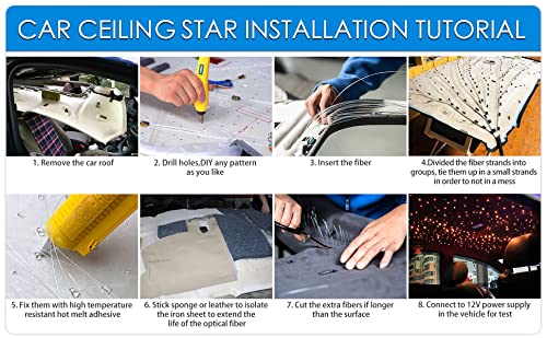 Image of ATOKEE Starlight Headliner Kit 550pcs 0.03in 13.1ft, 16W Twinkle Small Size Fiber Optic Star Lights for Car Roof Decor with APP /Remote Control