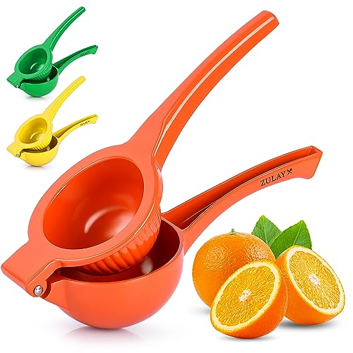 Zulay Premium Quality Metal Orange Squeezer, Citrus Juicer, Manual Press for Extracting the Most Juice Possible – Orange Juicer (Orange)