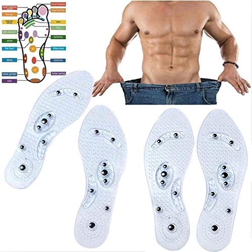 2 Pairs Massaging Insoles, for Women and Men Weight Loss Adjustable Silicone Magnetic