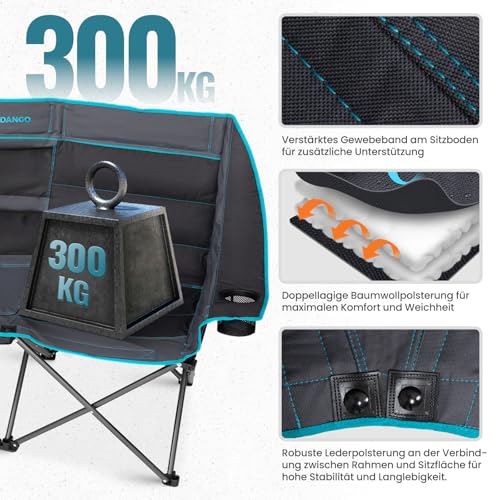 ideal für einfachen Transport im Rucksack oder Auto auf Outdoor-Trips. - Detailansicht von FUNDANGO Campingstuhl Faltbar...