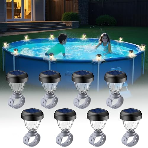 JEMULICE Solar Pool Lights for Above Ground Pools, LED...