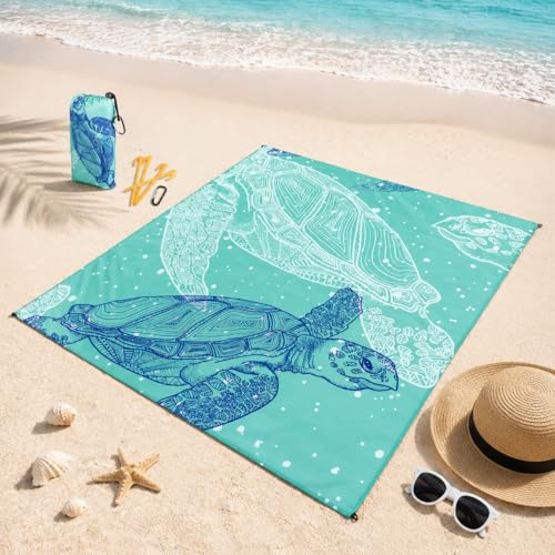 Siegvoll sandfreie Stranddecke 200x140 cm wasserdichte Picknickdecke Ultraleicht & kompakt inkl. 4 Heringen zur Windsicherung ideale Faltbare Strandmatte für Strand Reisen Camping & Outdoor