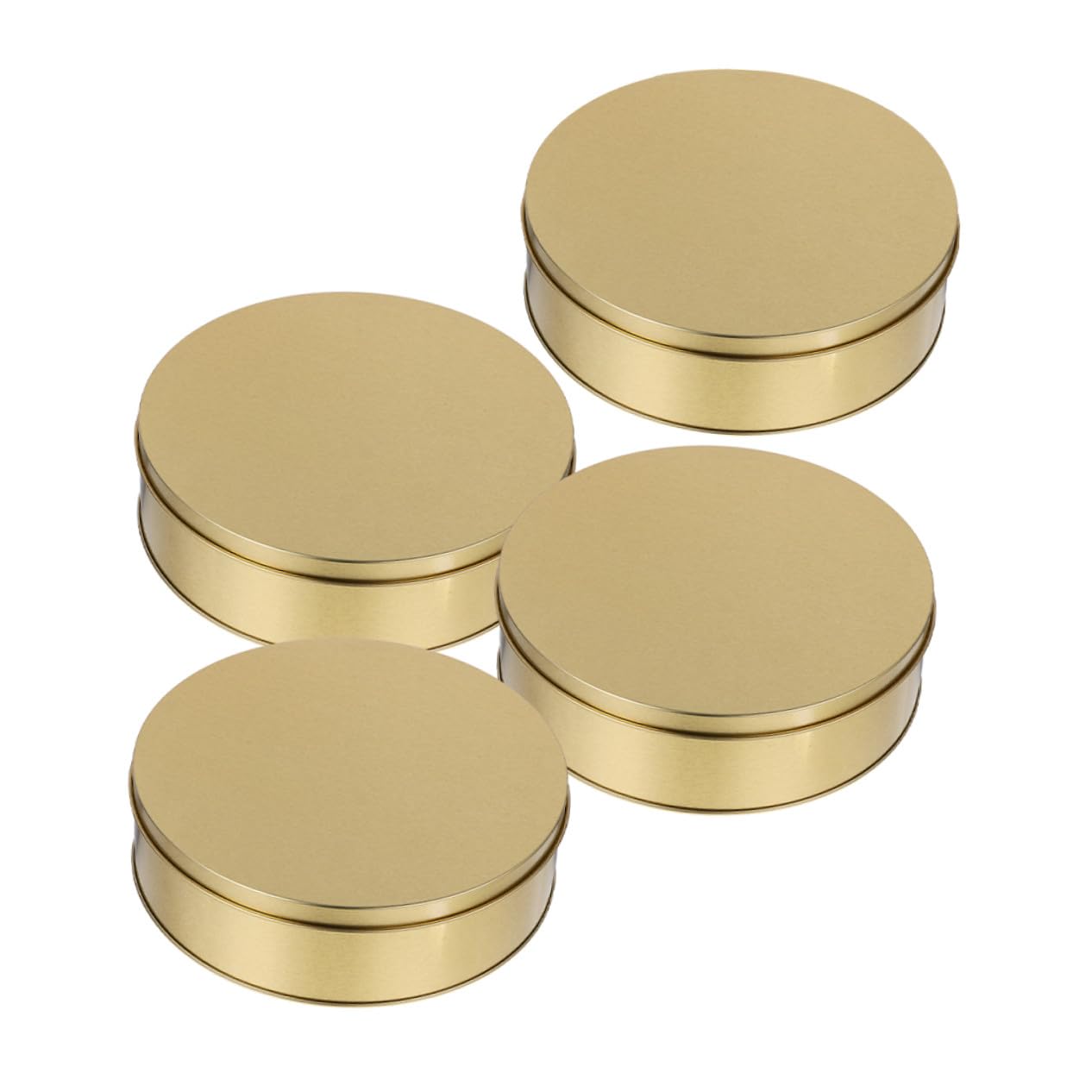 Uonlytech Boîtes à Biscuits Rondes en Fer Doré Boîte à Biscuits de Noël Lot de 4 avec Couvercles Polyvalente pour Snacks et Petits Objets, Rangement pour Fêtes