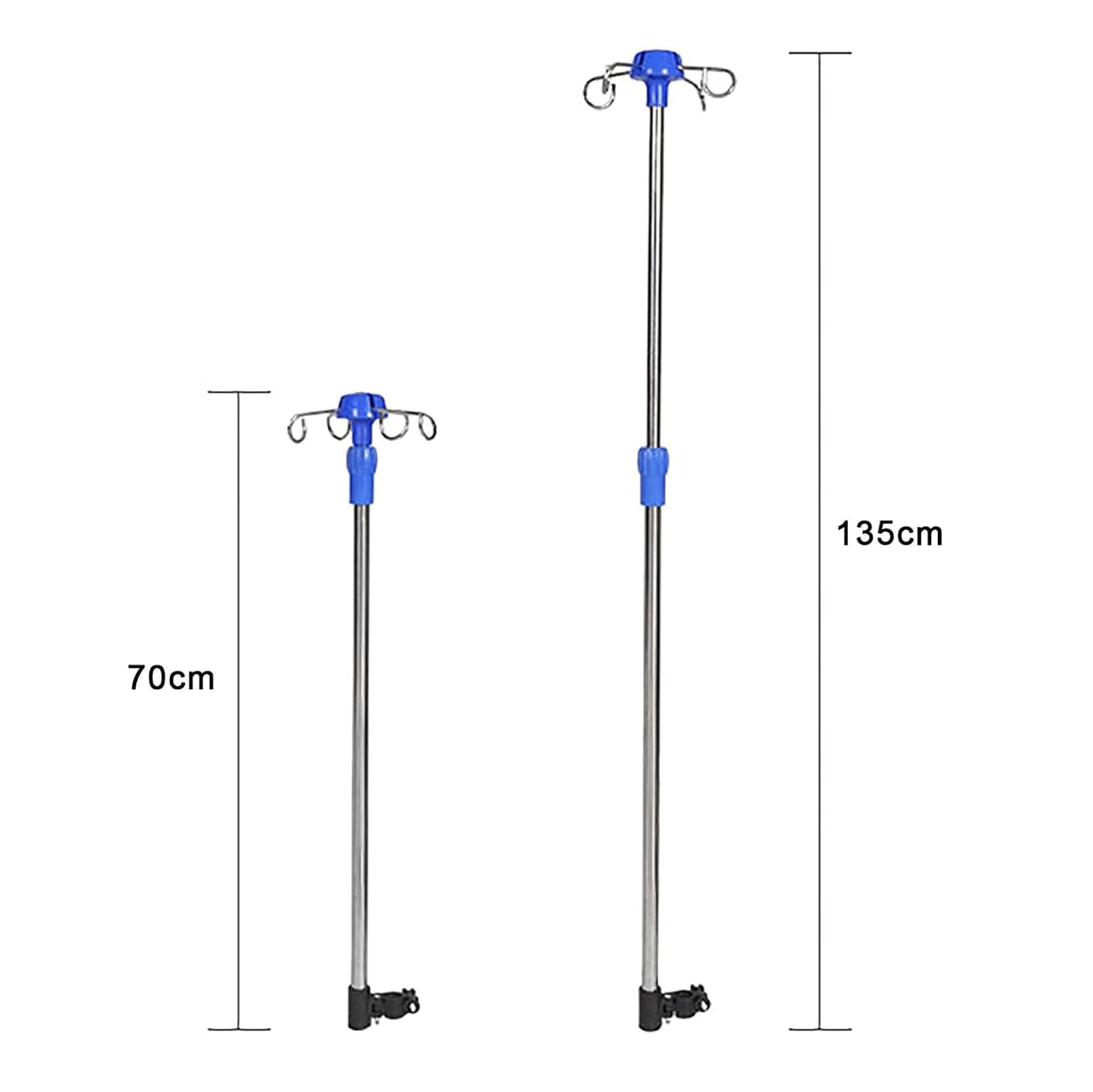 Soporte IV de Acero Inoxidable para Silla de Ruedas, Soporte para Bolsa IV, 4 Ganchos, Soporte para infusión Ajustable en Altura, 2 uds.