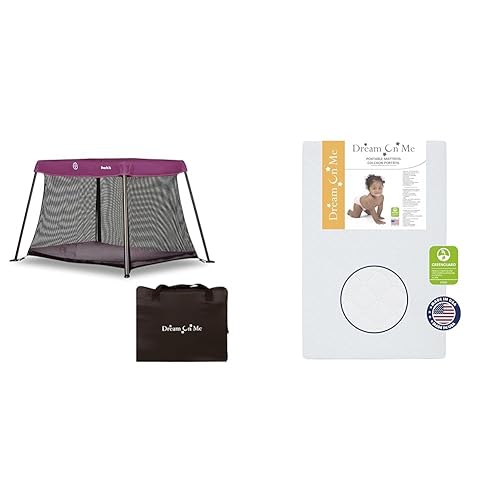 Dream On Me Corral ligero de viaje con almohadilla de colchón suave y colchón de cuna Holly de 3 pulgadas