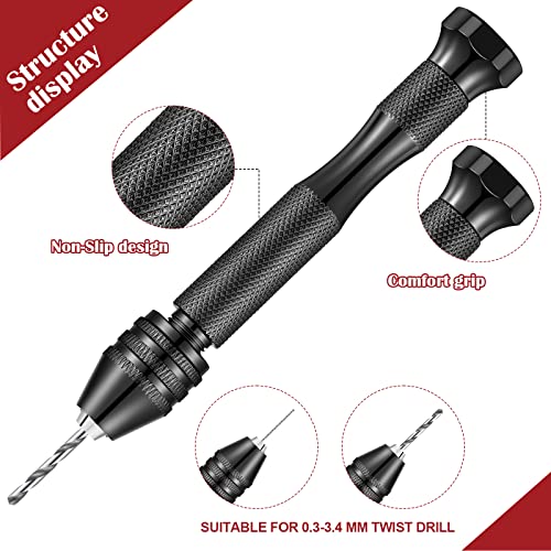 Image of Vinsot 95 Pieces Micro Hand Drill Bits, 1 Pin Vise and 94 Pieces Micro Twist and PCB Mini Drill Bits for DIY Wood Jewelry Resin Beads Polymer Clay Craft Model Making(Black)