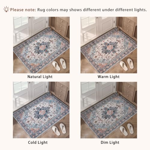 Image of Tangsoo 8x10 Washable Area Rugs for Living Room, Vintage Non Slip Large Rug