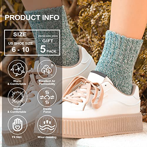 Image of Wool Socks for Women - Womens Wool Socks Winter Sock for men Warm Thick Knit Soft Vintage Casual Crew Sock