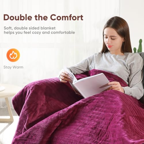Mlivrom Electric Heated Throw Blanket With 6 Heating Levels & 1-3 Hrs Timer Auto-Off,Fast Heating Fleece Warm Bedding Blanket For Whole Body,Etl Certification,Machine Washable thumb #3