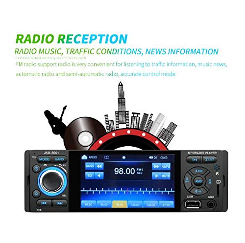 1DIN Bluetooth samochodowe stereo, Riloer 10.2 cm ekran dotykowy HD, multimedialny odtwarzacz MP5, sterowanie kierownicą, radio FM, funkcja karty TF, bez użycia rąk, z pilotem zdalnego sterowania