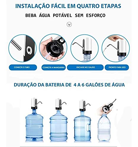 Bebedouro Bomba Elétrica Para Galão De Água Recarregável Usb Universal Galão de 5L, 10L, 20L;