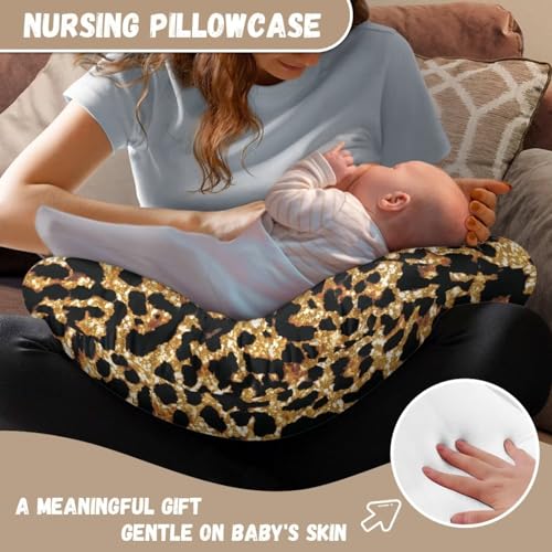 Image of Leopard Nursing Pillow Cover for Infant Removable Neutral Breastfeeding Pillow Cover Soft Stretchy Breastfeeding Pillow Slipcover