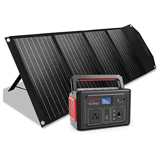 ROCKPALS 350w Portable Power Station and ROCKPALS 100W Parallel Solar Panel for Emergency Outdoor Camping