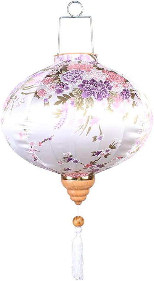 12 Inches Chinese Style Hanging Lantern, Sushi Decoration Festive Hanging Lampshade Paper Lampshade Silk and Satins-A01