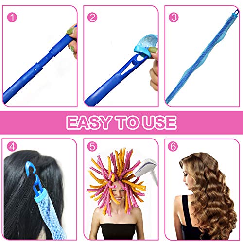 36 Pieces Hair Curlers No Heat for Long Hair, Heatless Spiral Curls Styling Kit, Magic Hair Rollers Curlers Wave Formers Style with 1 Styling Hooks for Most Kinds of Hairstyles Home Salon DIY-55CM