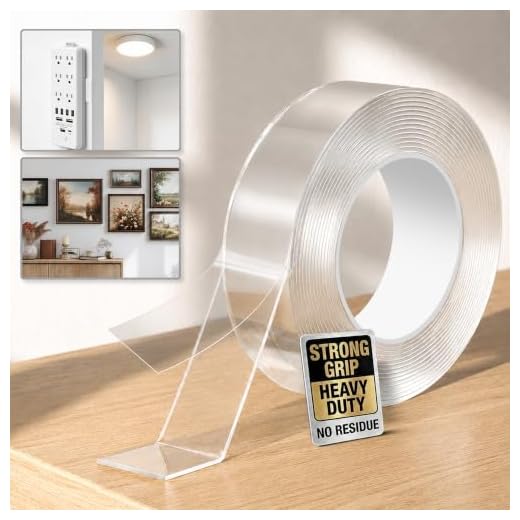 Yeefeoch Double Sided Tape Heavy Duty, Adhesive mounting Picture Hanging Strip Adhesive DIY NanoTape for Wall Heavy Tape, T002 ，Double Sided Tape Heavy Duty(M, 0.07 in*1.18 in*10 Feet)