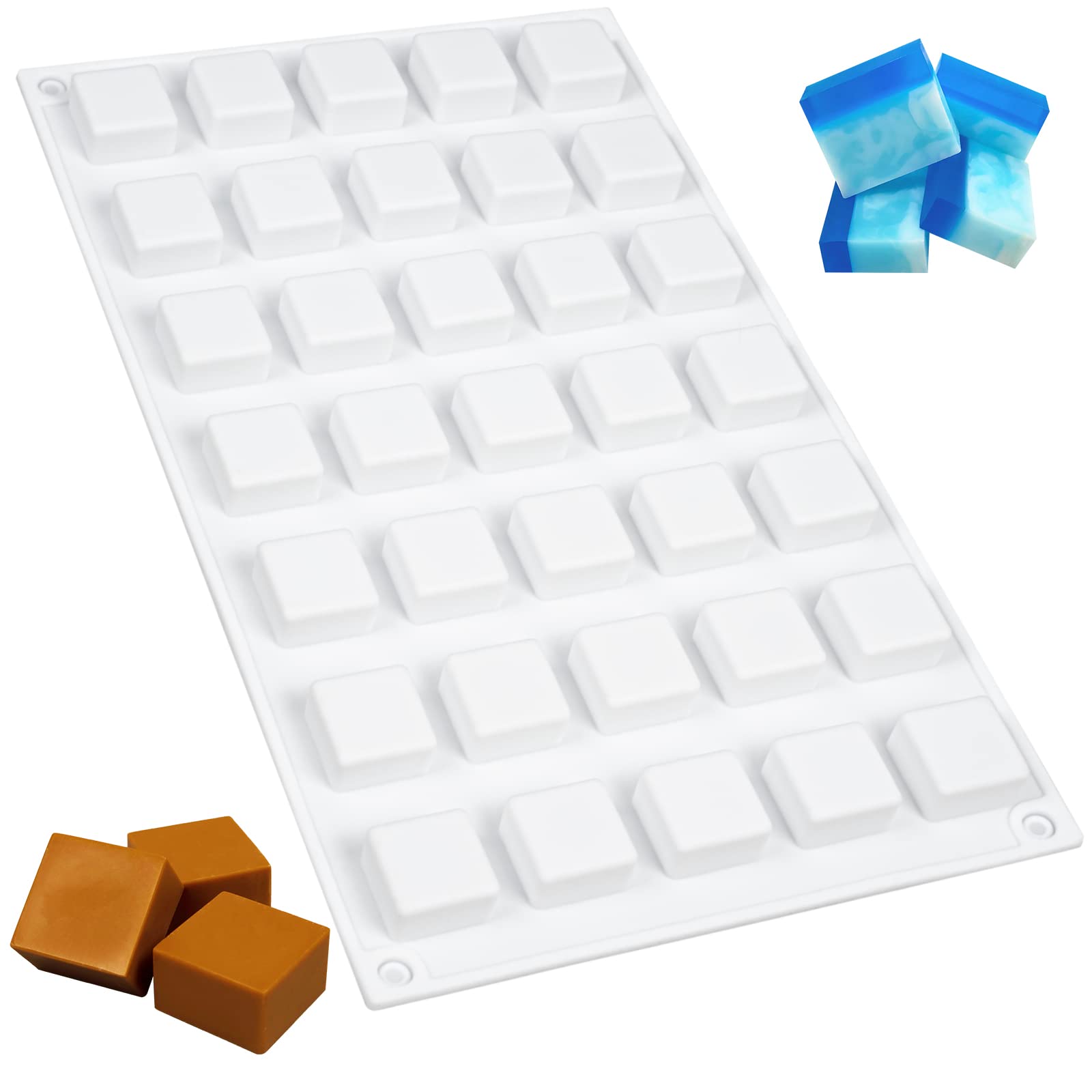 FineGood 2 Stampi In Silicone Per Caramelle 40 Cavità + 4 Contagocce - Stampo Quadrato Per Cioccolato, Gelatine, Ghiaccio, Resistente Al Caldo E Freddo - 2