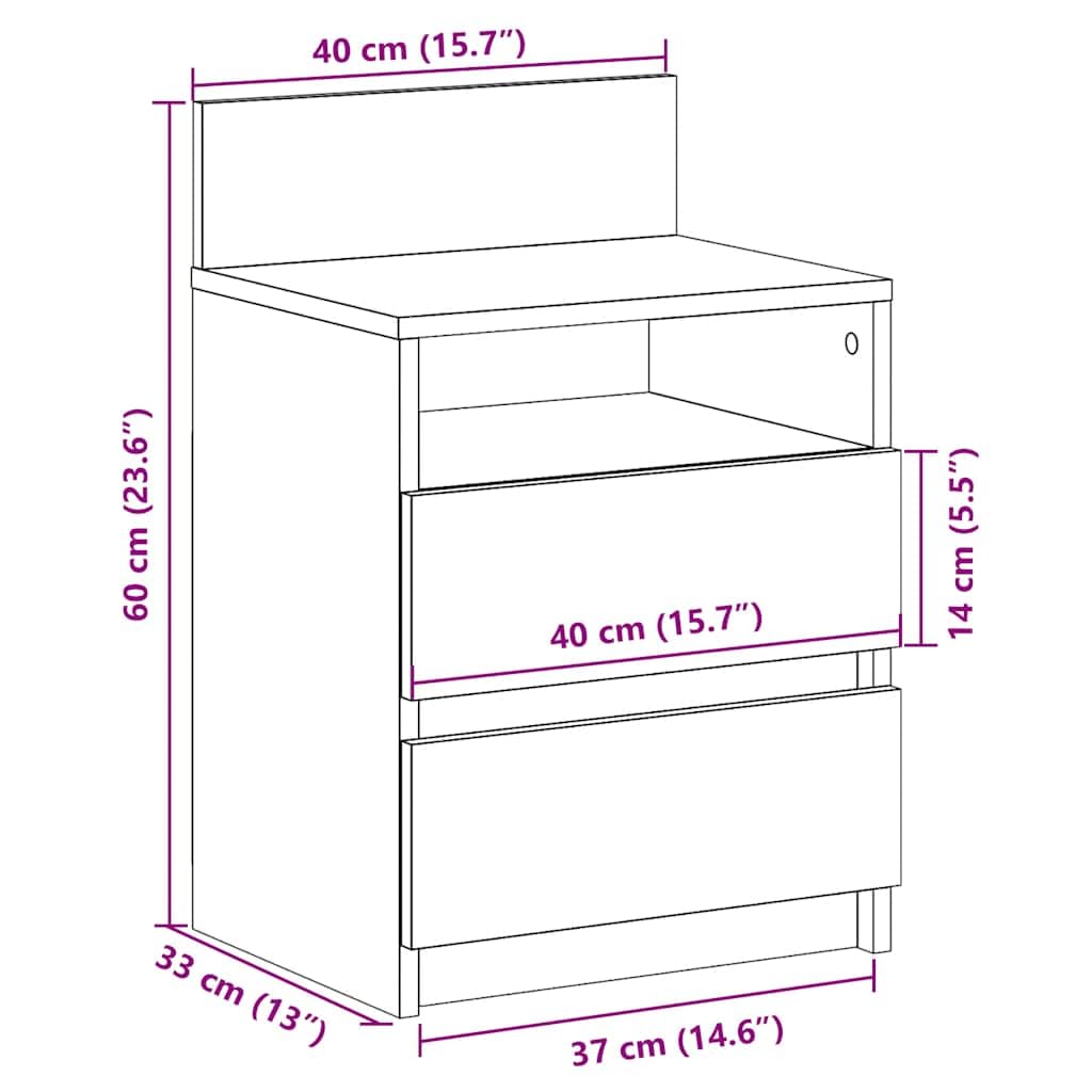 vidaXL Nachtkastje met 2 lades 40x36x50 cm wit vidaXL Nachtkastje met 2 lades 40x36x50 cm wit