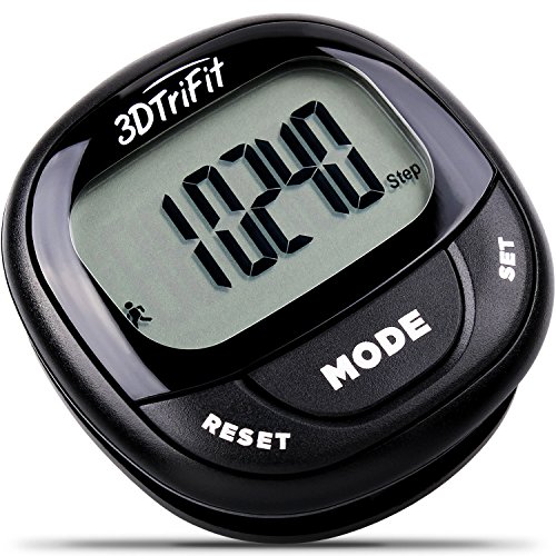 3DTriFit 3D Pedometer Activity Tracker | Best Pedometer for Walking with 7-Day Memory & Pause for Men & Women. Fitness Tracker Accurately Tracks Steps, Calories Burned, Distance & Speed (Black)