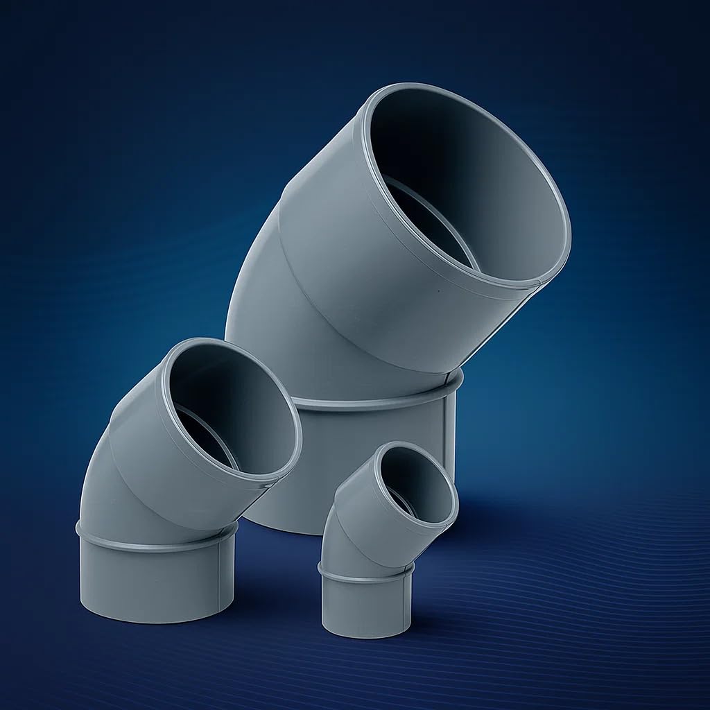Codo PVC 45 Grados para Tubería – Curva de PVC Presión Agua Potable y Desague – Interior/Exterior – Tuberías 32mm a 250mm – Conexión Sólida y Resistente – Varios Diámetros (75 mm)