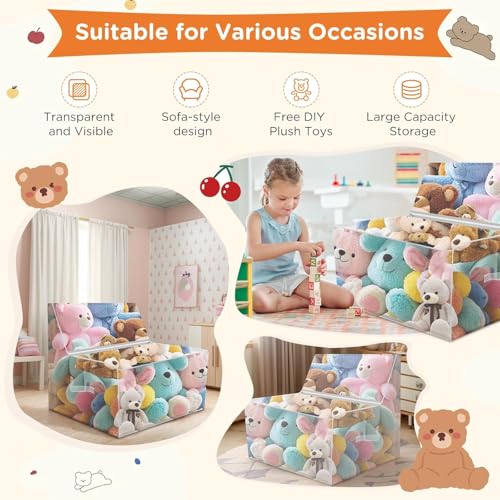 Children's Plush Toy Storage, Waterproof Large Bean bag Chair Cover, Kids Toddler Armchair, Soft Child Safe Seat for Organizing Toddler Rooms Soft Stuff, Plush Toys Storage, 60×45×60cm