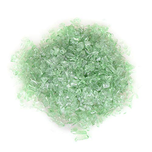 Alan Stone High Luster Reflective Fire Glass Gravel,Fire Gems,Fire Drops,Fire Glass Pebbles Stones Beads Chips for Fire Pit Fish Tank Aquarium Garden,3-6mm 305g/0.67lb (Light Green)