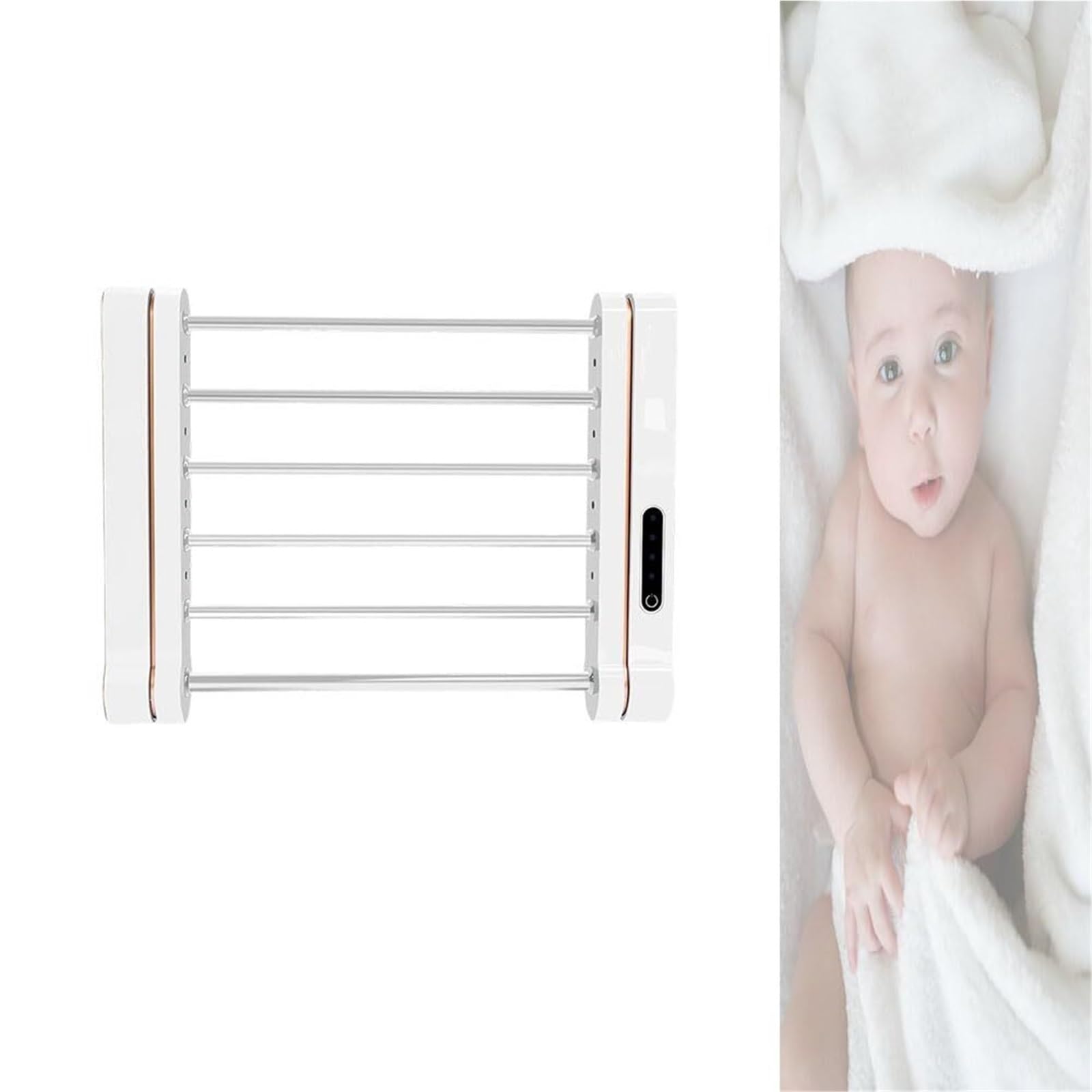 Heated Towel Racks Rotatable Heated Towel Rack with 8LED Light,Wall Mounted Warmer Racks for Bathroom,6 Bar Towels Heater,Rotation,58W High Efficiency Heating,Low Energy Consumption