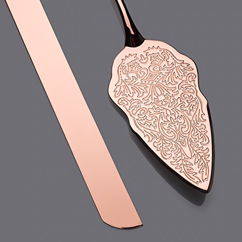 Ella Celebration Cake Knife & Server Set, Rose Gold Cake Cutting Sets For Wedding, Anniversary, Vintage Filigree Party Supplies Decor (Rose Gold) #TOP5