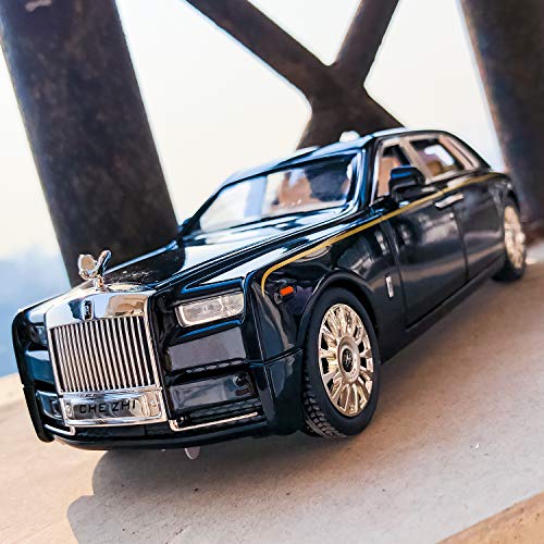 Bdtctk 1/24 Rolls-Royce Phantom Model Car,Zinc Alloy Pull Back Toy Diecast Toy Cars With Sound And Light For Kids Boy Girl Gift(Black) #TOP6