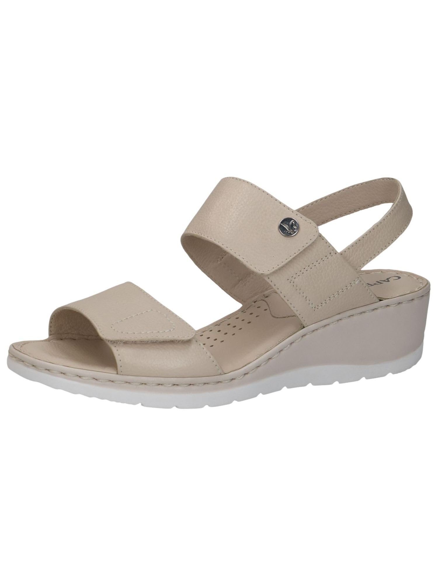CAPRICE Women's Leather Wedge Sandals, Beige (Pearl Nappa), 6.5 UK