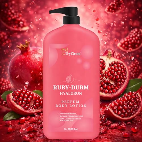 Image of Ruby-Durm Hyaluron Perfum Body Lotion with Pomegranate Fragrance, 72-Hour Moisturizing Formula for All Skin Types, 1L /33.81 fl.oz