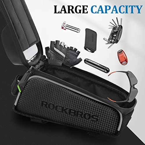 Rockbros Bike Phone Front Frame Bag Bicycle Bag Waterproof Bike Phone Mount Top Tube Bag Bike Phone Case Holder Accessories Cycling Pouch Compatible Phone Under 6.5” #TOP3
