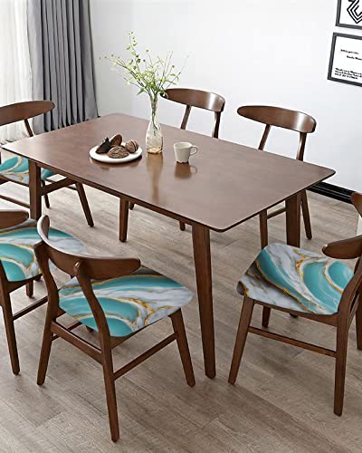 Scominoc Marble Seat Covers For Dining Room Chairs Set Of 4, Aqua Modern Stretchy Dining Chair Cushion Covers, Removable Washable Furniture Protector Ink Paint Teal Yellow Crack Slipcovers For Office #TOP4