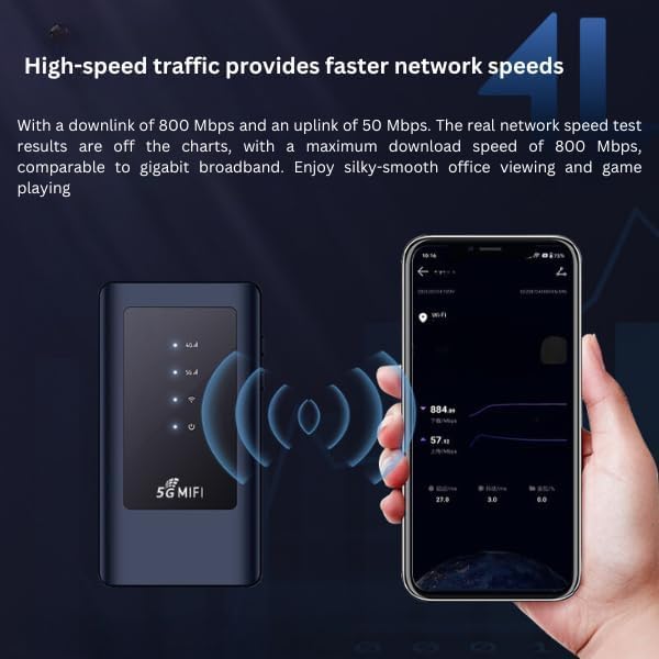 Image of MatLogix 5G Wireless Dongle with All 4G / 5G SIM Network Support | Plug & Play 5G Data Card with up to 2.7 Gbps & 4400mAh Rechargeable Battery WiFi Hotspot