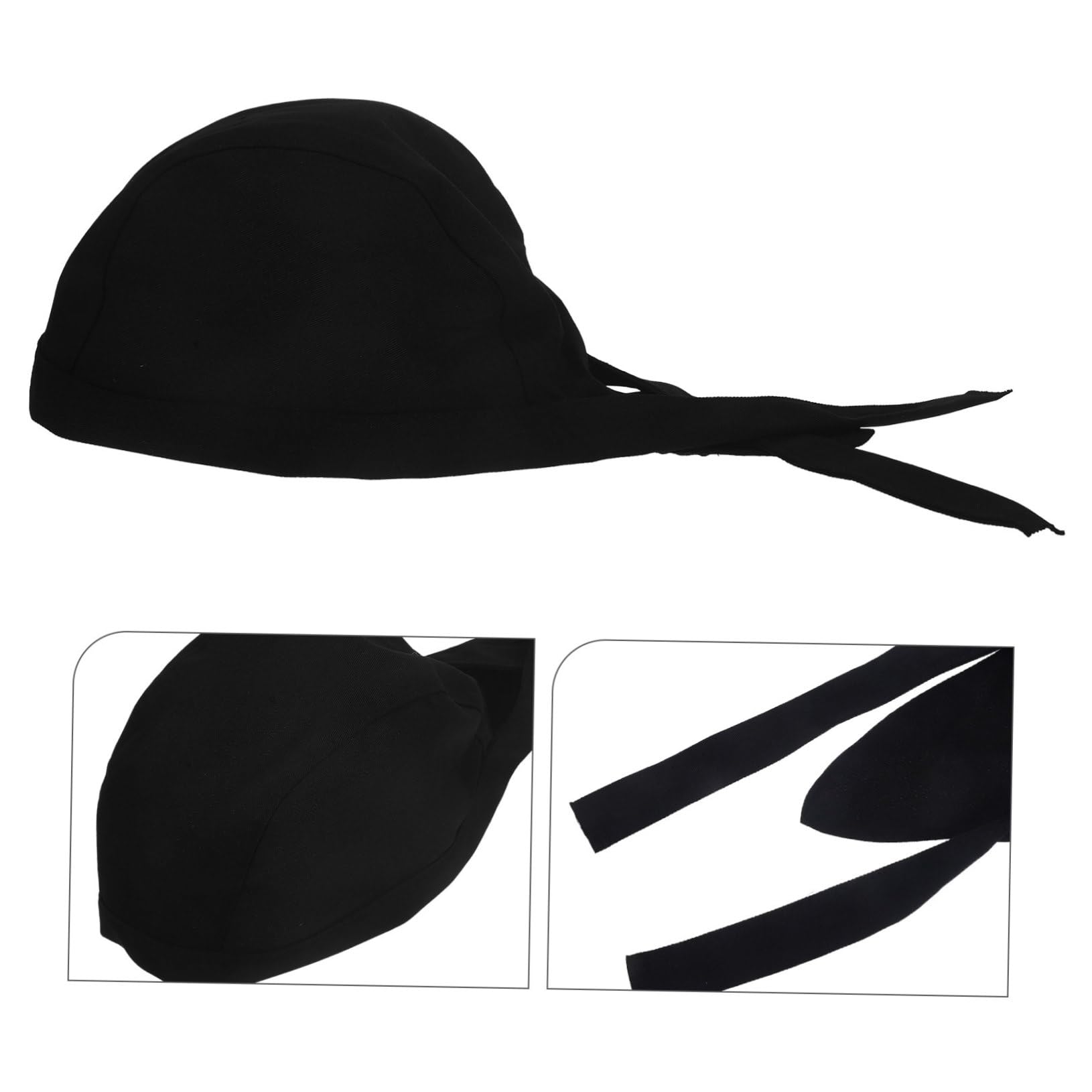 Gorros de Chef Unisex Lazos de Algodón Negro, 6 Unidades | Restaurante y Comedor, Estilo Clásico y Sencillo, Uso en Cocina Profesional, Paquete de Seis