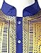 LucMatton Men's African Traditional Dashiki Luxury Metallic Gold Printed Mid Long Shirt Royal Blue Large