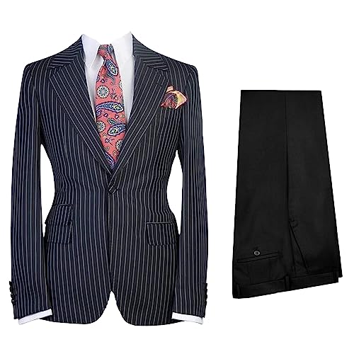 Costume Blazer à Rayures pour Homme Finition Smoking Revers Encoche