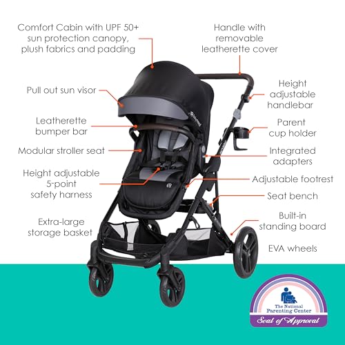 Baby Trend Morph Single to Double Modular Stroller, Dash Black - image 2