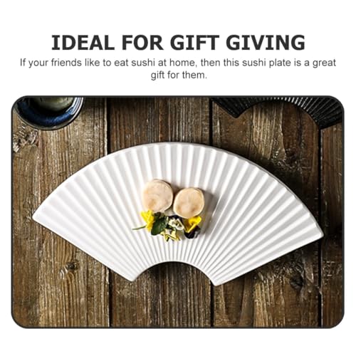 Plato de cerámica japonés para sushi 11 pulgadas abanico miniatura 3