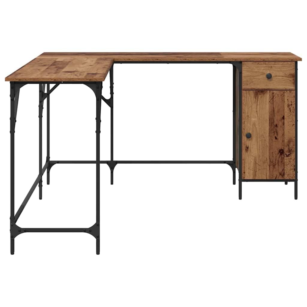 Scrivania Angolare Porta PC 141x141x75 cm in Legno Ingegnerizzato | Tavolo da studio angolare con ripiani integrati per riordinare l'ufficio. Struttura solida con gambe quadrate stabili.