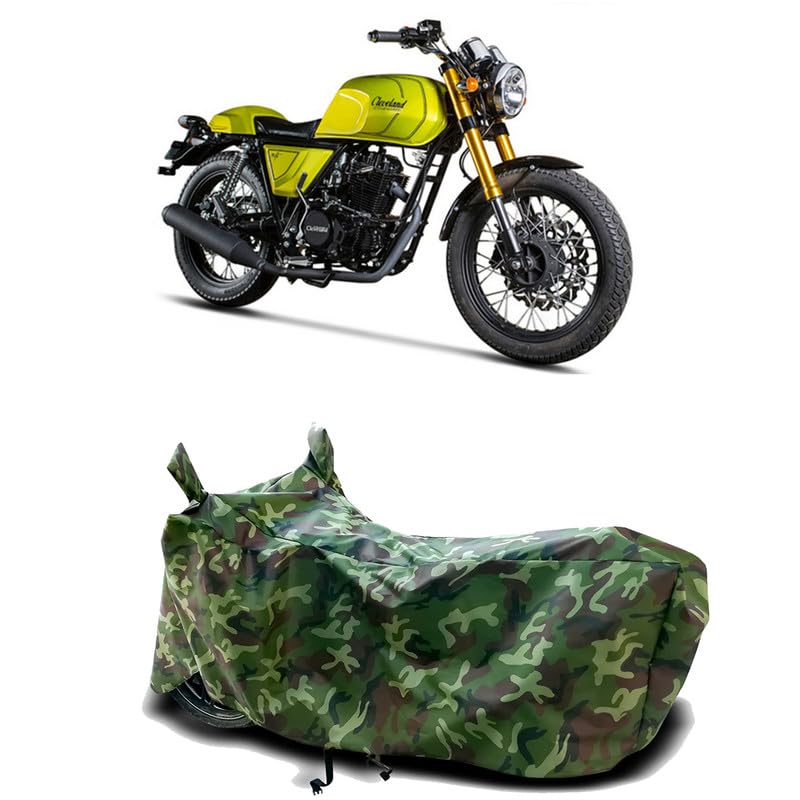 Image of DUFFEL-100% Heat Protection Two Wheeler Bike /Scooty Body Cover for Cleveland Cyclewerks Misfit BS6 Water Resistance /UV-Rays /Birds Dropping /Scratchproof /Dust Proof /Waterproof[Green Jungle Print]