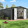 PABIMIA 14X12 FT Outdoor Storage Shed, Metal Garden Tool Shed with Updated Frame Structure and Lockable Doors, Ideal for Backyard Garden Patio Lawn