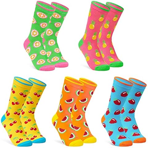 CityComfort Socks Women, 5 Pack of Crew Socks, Colourful Funny Socks for Women and Teens (Multi Rainbow) Cover